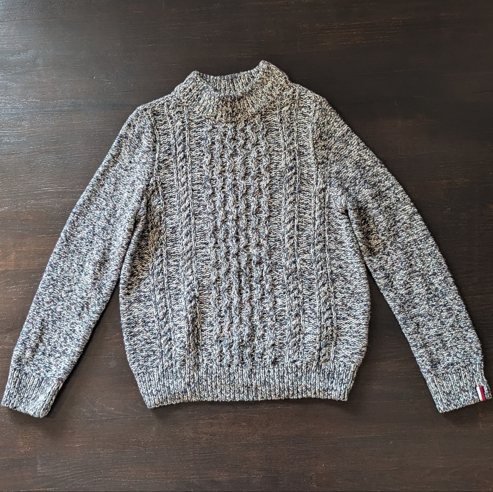 Tommy Hilfiger Cable Knit Sweater Multicolor Marled Women's Medium‎ Mock neck